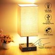 Touch Control Table Lamp, USB Table Lamp, 3 Way Dimmable Bedside Lamp with 2 Fast USB Charging Ports and 2 AC Outlets, Modern Desk Lamp Nightstand Lamp for Bedroom Living Room, LED Bulb Included,Black Online Sale