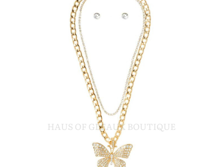 You Give Me Butterflies Butterfly Necklace Set For Cheap