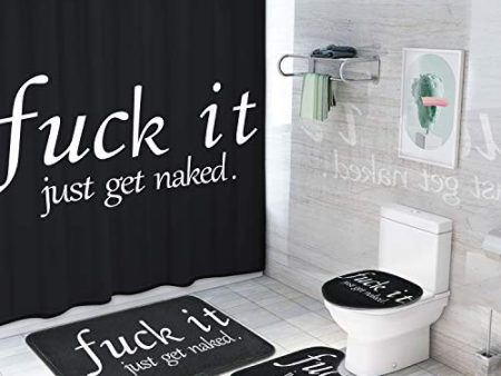 Funny Quotes Shower Curtain Sets with Non-Slip Rugs, Toilet Lid Cover and Bath Mat, Black and White Shower Curtains with 12 Hooks, Durable Waterproof Bath Curtain Hot on Sale