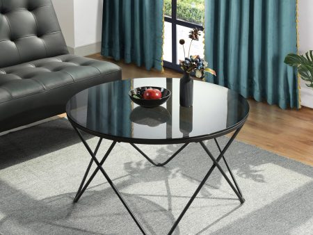 Round Black Glass Coffee Table- Model Canes For Discount