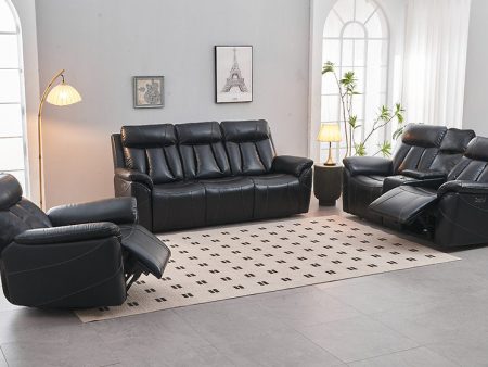 Black 3 PC Air Leather Power Recliner Sofa Set- Includes USB, Storage & Cup Holders- Model #8015 Online now