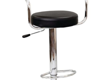 2 Adjustable Black Leather Bar Stools- Model #7500B For Sale