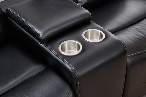 Black 3 PC Air Leather Power Recliner Sofa Set- Includes USB, Storage & Cup Holders- Model #8015 Online now