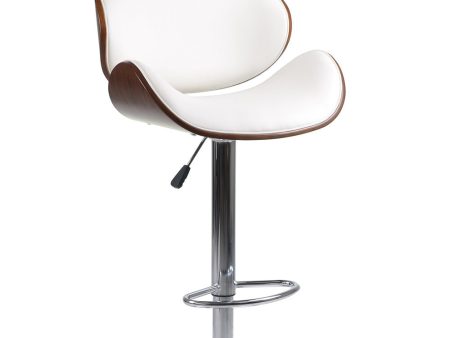 2 White Leather Bar Stool With Wood Backing- Model #7511 For Sale