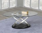 3 PC Black & Silver Glass Coffee Table Set - Model #1298B Online now