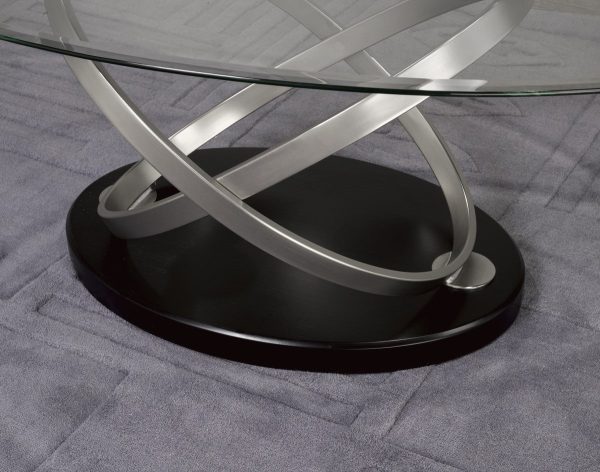 2 PC Black & Silver Glass Coffee Table Set - Model #1292B Online Sale