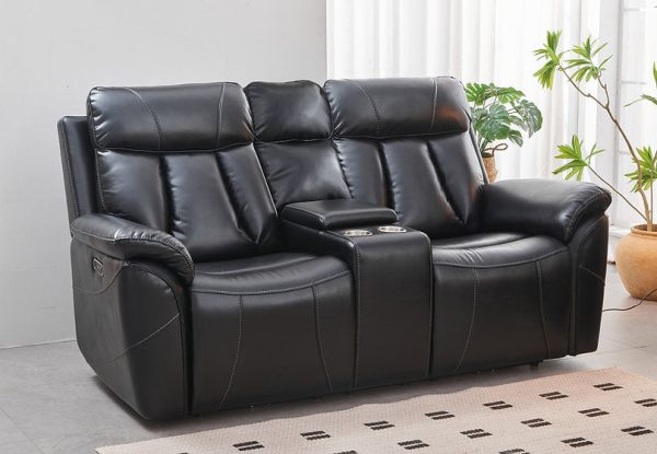 Black 3 PC Air Leather Power Recliner Sofa Set- Includes USB, Storage & Cup Holders- Model #8015 Online now