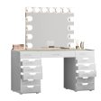 White Vanity Set With 13 Storage Drawers Includes Full Light & Large Sized Mirror- Model Eva Hot on Sale