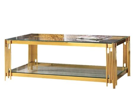 Gold Glass Coffee Table- Model #164 on Sale