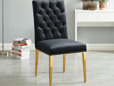 2, 4 or 6 Black & Gold Velvet Chairs- Model Regan For Sale