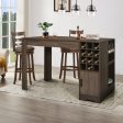 Rustic Brown Multifunctional Bar Wine Bottle Table with Storage- Model Olinbe Online Sale