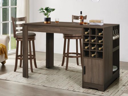 Rustic Brown Multifunctional Bar Wine Bottle Table with Storage- Model Olinbe Online Sale