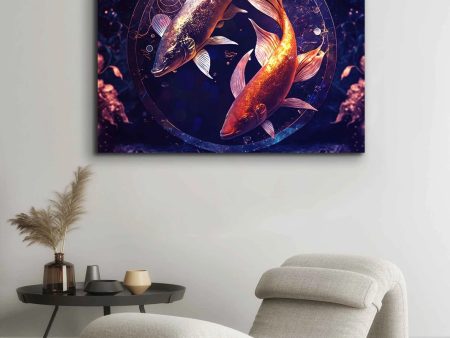 Zodiac Pisces Fish Symbol- Frame Optional- Model #4836112 Online Hot Sale