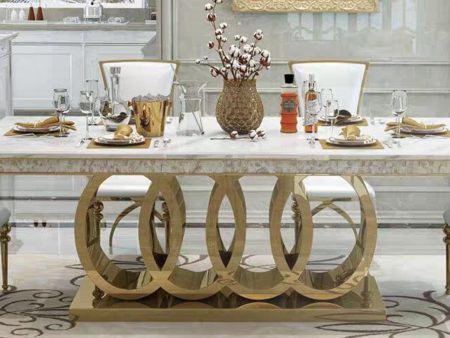 88  Grey, White & Black Marble Dining Table- Model #185 on Sale