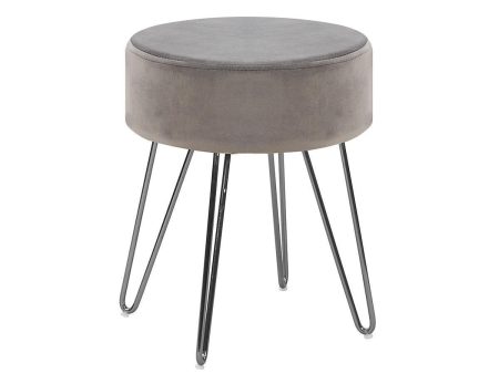 2 Grey Velvet Fabric Ottoman Stools- Model Benny For Discount