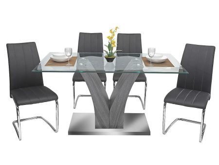 5 PC Glass Dining Table Set - Model Olsen For Cheap