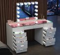 White Vanity Set With 13 Storage Drawers Includes Full Light & Large Sized Mirror- Model Eva Hot on Sale