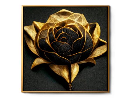 Stunning Gold Shimmering Black Flower Canvas - Frame Optional- Model #4040103 Fashion