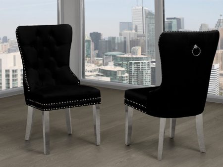 2, 4 or 6 Black Velvet Dining Chairs with Nail Head Details- Model #247 Online now