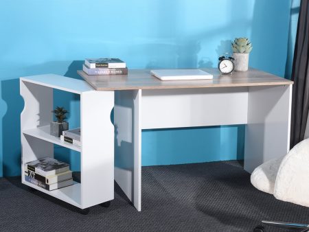 White Writing Computer Desk with Movable Shelves- Model Mid For Sale