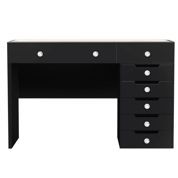 Black LED Vanity Set Pro With 8 Storage Drawers Includes Mirror- Model Diana Fashion