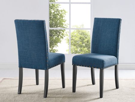 2, 4 or 6 Blue Fabric Wooden Fabric Chairs With Nail Head Design - Model #16222B on Sale