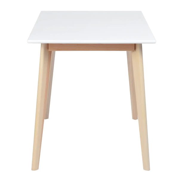 White Mid Century Table With Solid Wood Legs- Model Currency F Online now