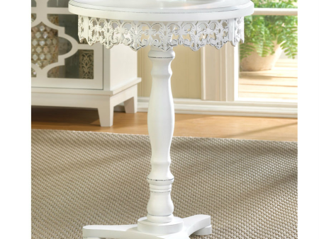 White Wood Round Pedestal Table- Model Trimming For Discount