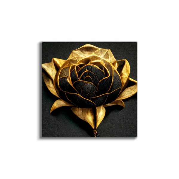 Stunning Gold Shimmering Black Flower Canvas - Frame Optional- Model #4040103 Fashion