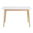 White Mid Century Table With Solid Wood Legs- Model Currency F Online now