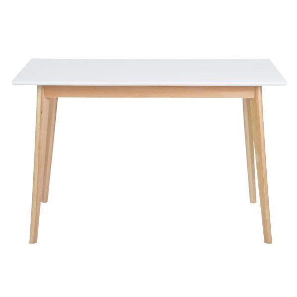 White Mid Century Table With Solid Wood Legs- Model Currency F Online now