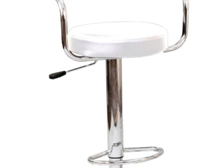 2 Adjustable White Leather Bar Stools- Model #7500W For Discount