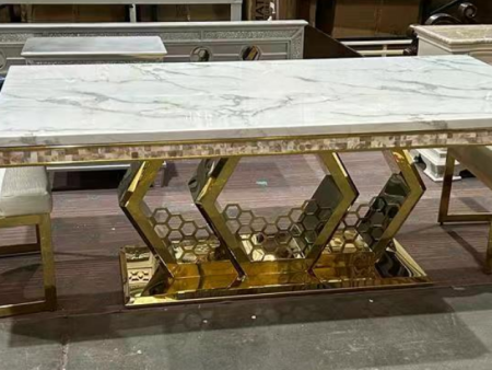 White & Gold Marble Dining Table- Model #431 Online Sale