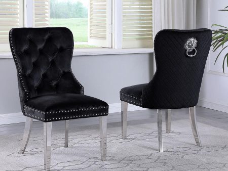 2, 4 or 6 Black Velvet Dining Chairs With Lion Handle- Model Kyra Online Hot Sale