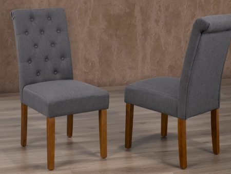 2, 4 or 6 Charcoal Fabric Dining Chairs with Nail Head Details- Model #258 Cheap