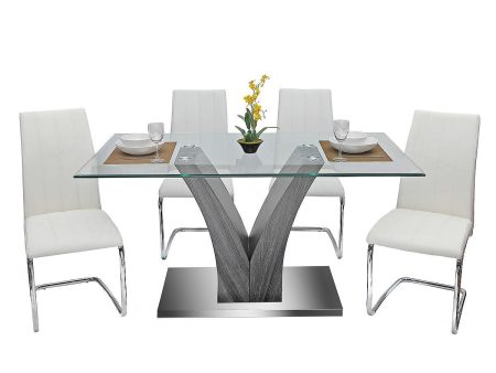 5 PC Glass Dining Table Set - Model Olsen For Cheap