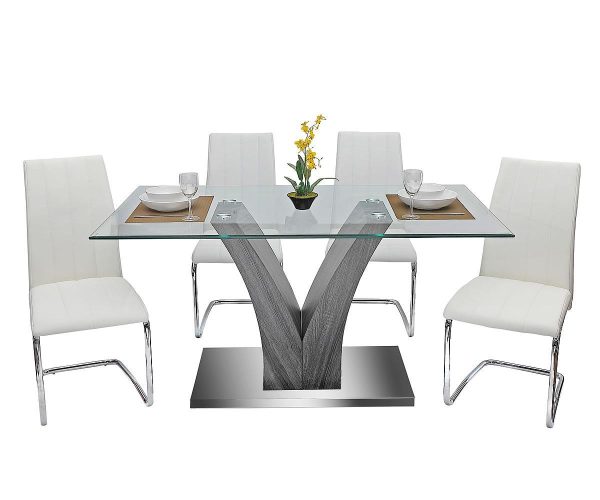 5 PC Glass Dining Table Set - Model Olsen For Cheap