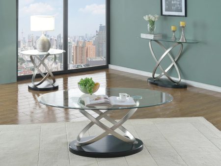 3 PC Black & Silver Glass Coffee Table Set - Model #1234B Online Hot Sale